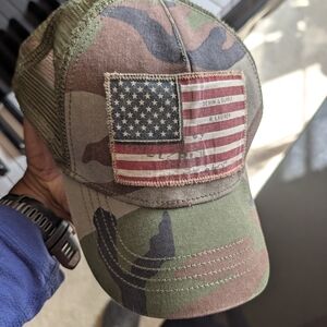 Camouflage Patch Baseball Cap with American Flag